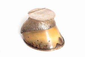  - Silver inkwell and horse's hoof, England, early 20th century
