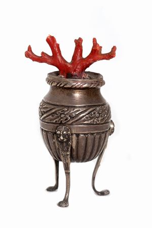  - Silver vase with coral, Naples 19th century