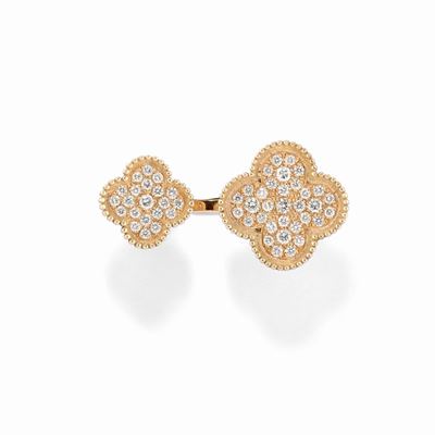 Anello in oro rosso 18K con diamanti a pavè
