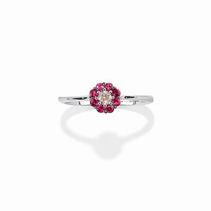 Anello con diamante e rubini