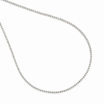 Collana tennis in oro bianco 18K con diamanti, ct 4,40