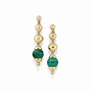 Recarlo - A 18K two-color gold,diamond and malachite pendant earrings, Recarlo