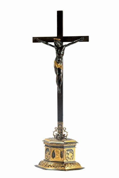 Crocifisso in Bronzo Dorato e Argentato, Secoli XVIII - XIX