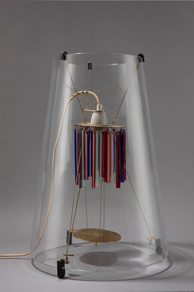 Lampada modello Tesa, cristallo e ottone