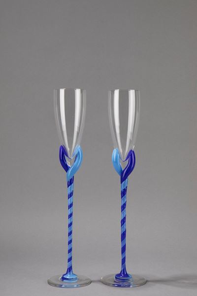 Rosenthal Studio Line, Due bicchieri in cristallo e pasta di vetro