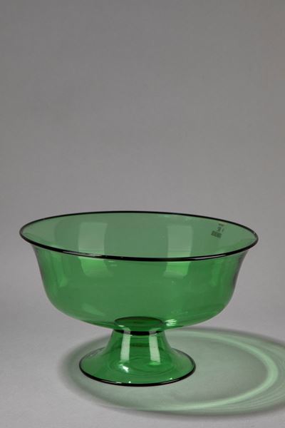 Coppa, vetro soffiato verde