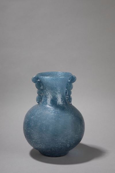 Vaso in vetro pulegoso blu