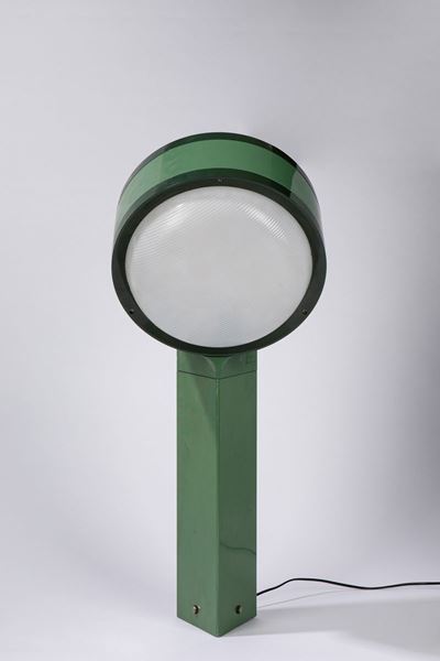 Lampada da esterno modello Tamburo, metallo verniciato verde, 1973
