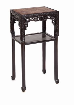 Cabinet in ebonized wood and marble top, 19th century China