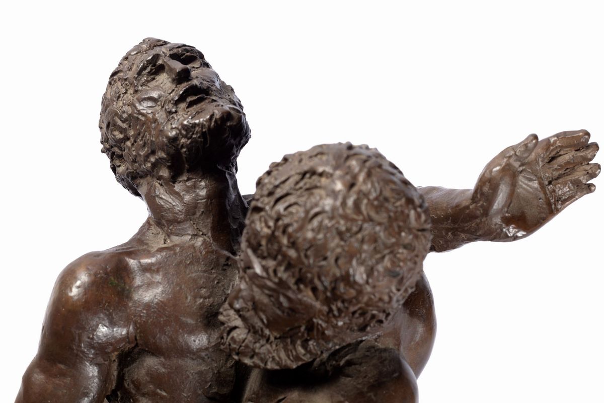 Scultura in Bronzo Raffigurante Lottatori, Secolo XX