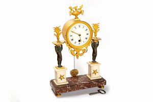  - Table clock in marble and gilt bronze, Louis XVI style