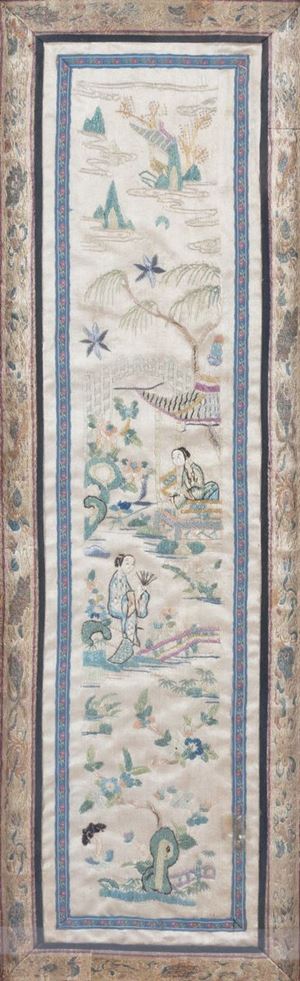 Two embroideries on silk, China, late 19th - early 20th century