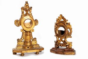  - Two gilded wooden watch holders, 18th century