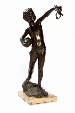  - A bronze sculpture depicting a young fisherman, Naples 19th century