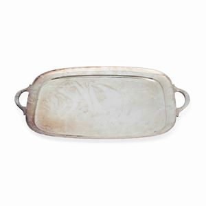 A silver tray with handles, Italy 20th Century, Miracoli