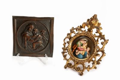 Lotto Composto da Due Placche Raffiguranti la Madonna della Seggiola da Raffaello, Secolo XIX