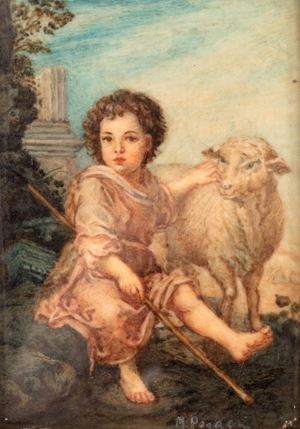  - Miniature depicting San Giovannino in a landscape, 20th century