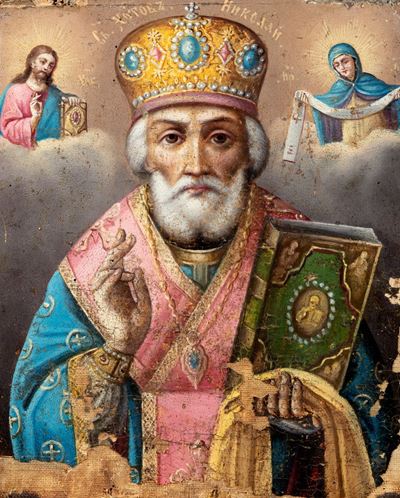 Icona Raffigurante Santo tra Cristo e la Vergine, Secoli XVIII - XIX
