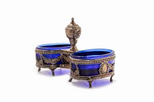 Saliera doppia in argento, Francia secolo XIX