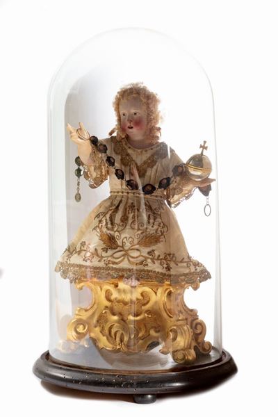 Scultura Raffigurante Gesù in Legno Laccato, Secolo XIX