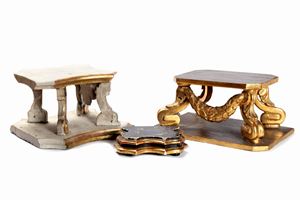 Three gilded and mecca wooden bases, 18th century