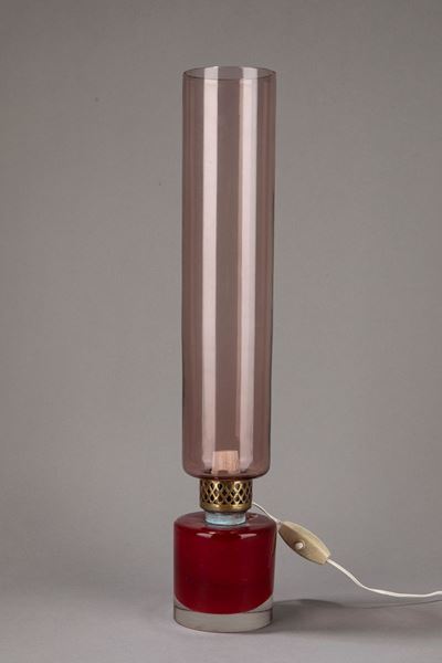 Lampada da tavolo in vetro sommerso e ottone