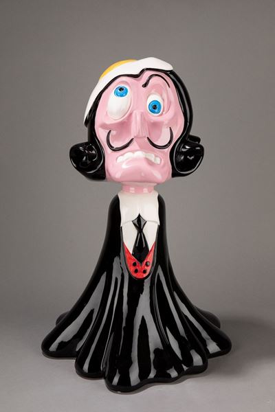 Salvad’Oef, scultura in ceramica smaltata