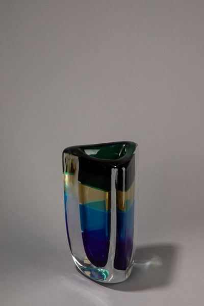 Vaso modello Fasce Sommerse in vetro sommerso colorato