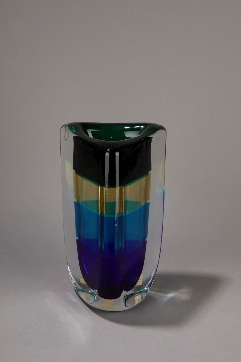 Fulvio Bianconi - Vaso modello Fasce Sommerse in vetro sommerso colorato