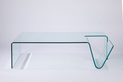 Tavolino in vetro curvato e molato, circa 1990