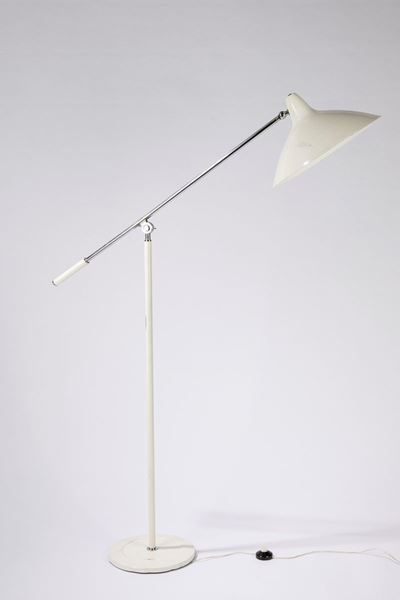 Lampada da terra, metallo verniciato e cromato, 1950 ca.