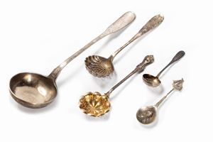  - Lot consisting of five silver ladles, 19th century