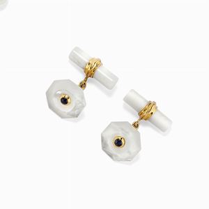 Polsini in oro giallo 18k, madreperla, agata bianca e zaffiri