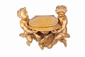 Gilded wood shelf with putti and cherub heads, 17th - 18th centuries