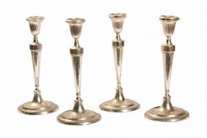 Four silver candlesticks, England Sheffield 1784