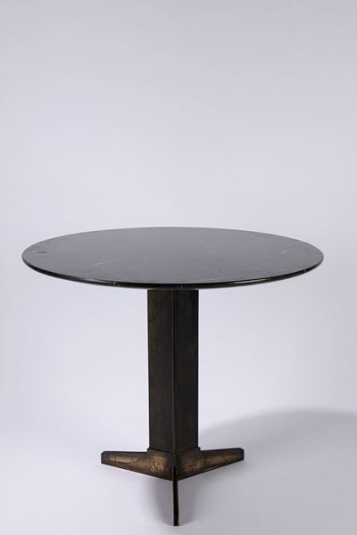 Coffee table in marmo nero Marquinia e ottone