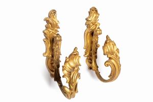 Coppia di applique in bronzo dorato, fine secolo XIX - inizi secolo XX