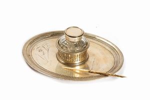  - Silver inkwell with nib, late 18th - early 19th century