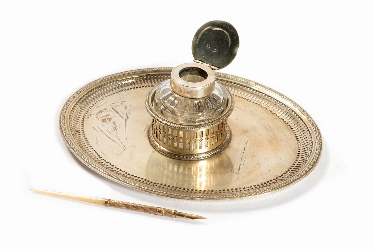 Calamaio in Argento con Pennino, Fine Secolo XVIII - Inizi Secolo XIX