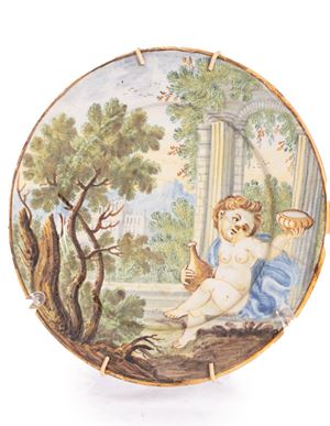  - Castelli polychrome majolica saucer, 18th century