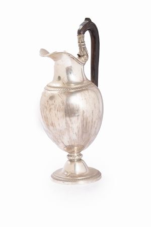  - Versatoio in argento con manico in legno, Austro-Ungarico secolo XIX