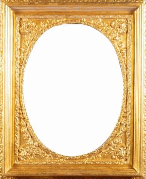  - Oval carved and gilded wood frame