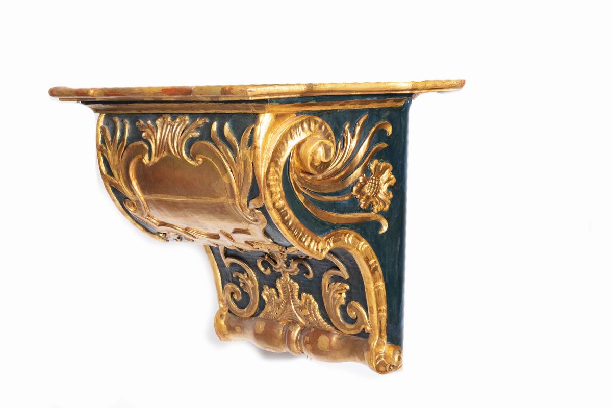 Grande Mensola in Legno Laccato e Dorato, Secolo XVIII