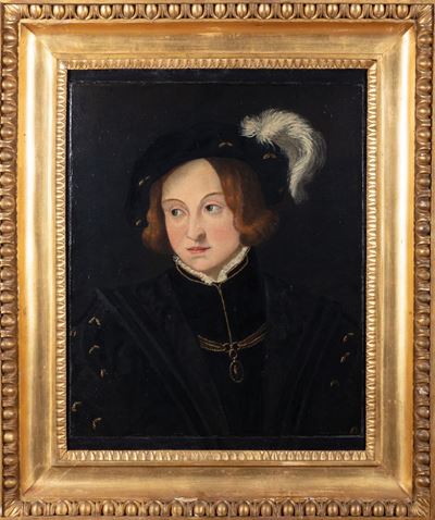 Ritratto di Giovane Gentiluomo in Abito Nero e Cappello Piumato