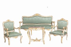  - Sitting room furniture in lacquered and gilded wood, 19th-20th century