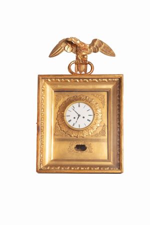 Wall clock in gilded wood, Vienna 19th century
