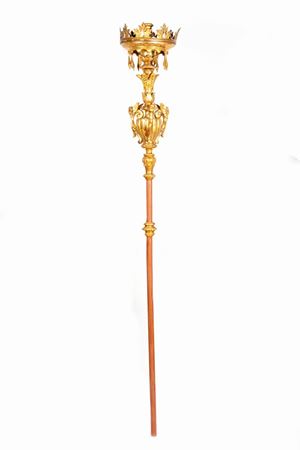  - Large carved and gilded wood torch, 18th century