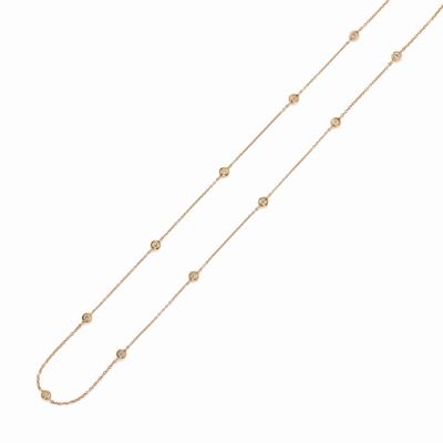 Catena porta occhiali in oro rosso 18K con diamanti, cm 63,00