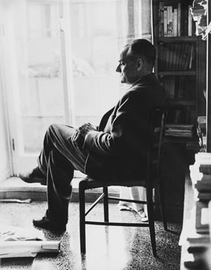 Alberto Moravia painted by Ivy Nicholson