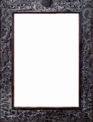 Carved wooden frame with clouds and dragons, China, 19th century